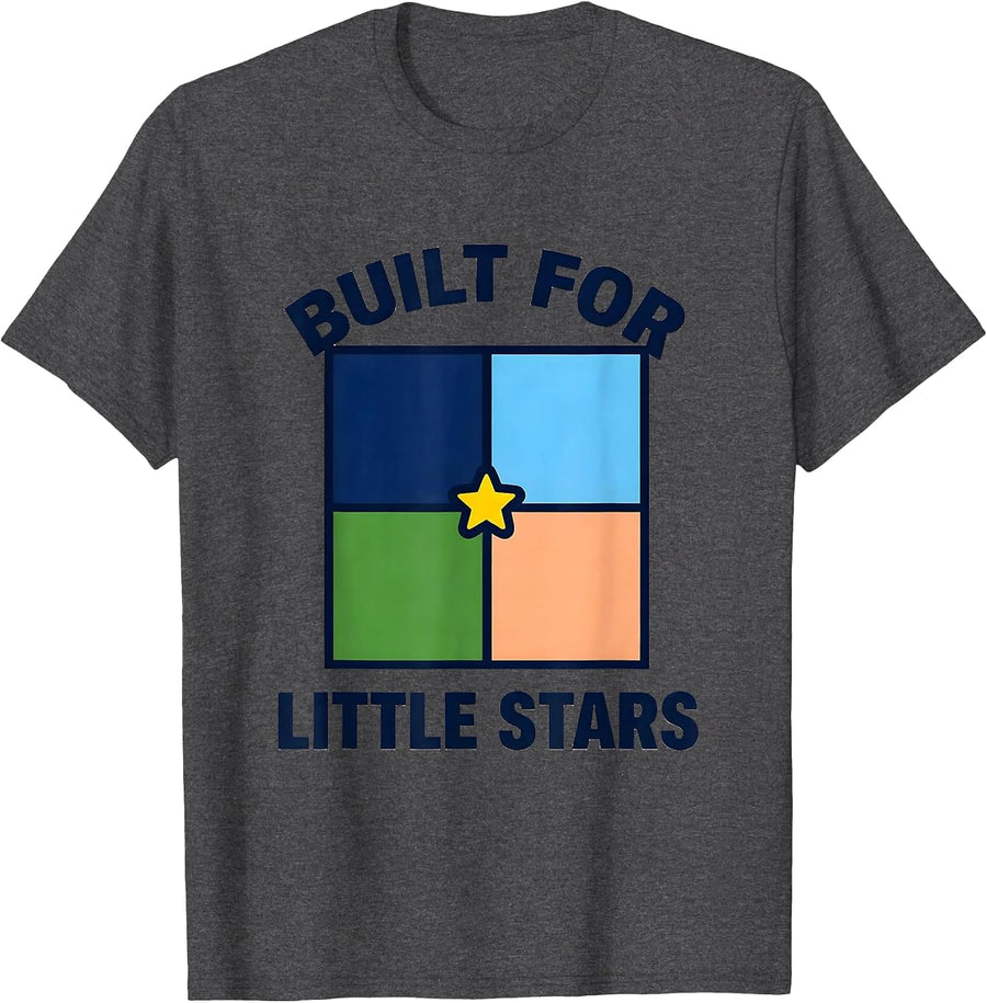 Built For Little Stars Retro Kindergarten Teacher T-Shirt - Dark Heather Grey