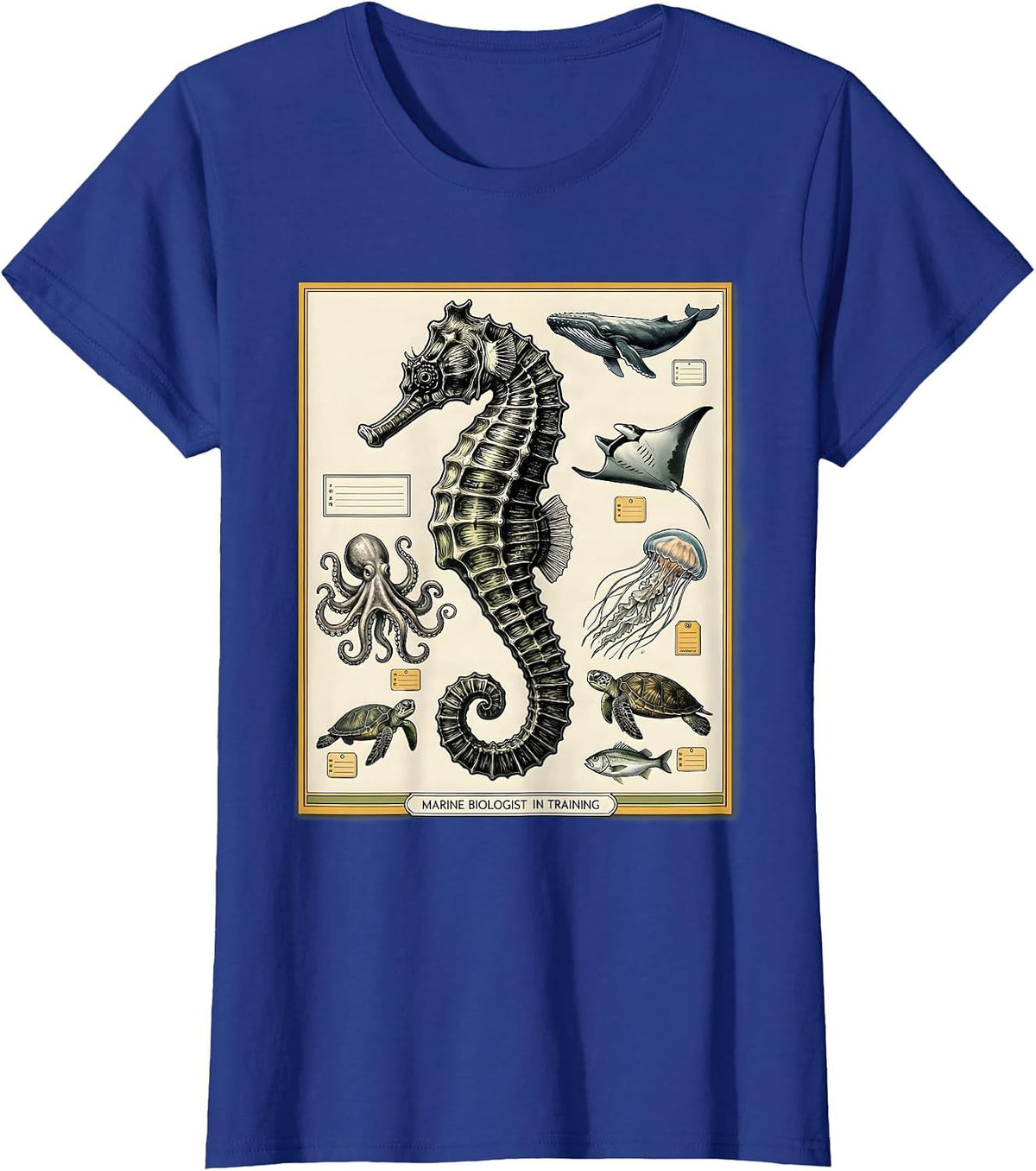 Women's Marine Biologist In Training Botanical Sea Creature T-Shirt - Royal Blue