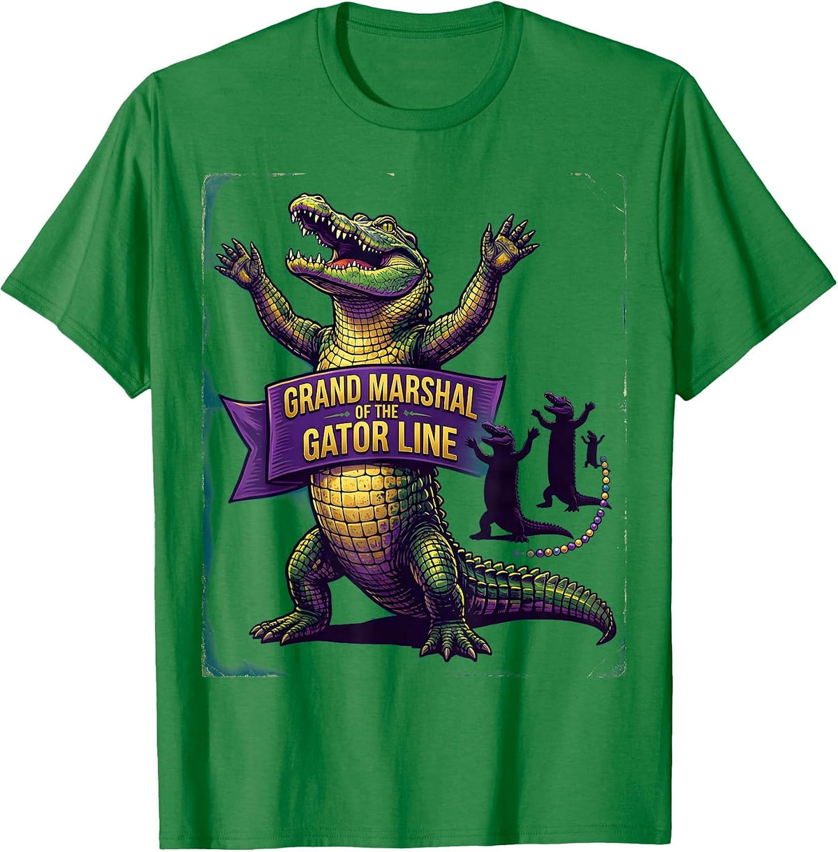 Men's Grand Marshal Of The Gator Line Funny Mardi Gras Carnival T-Shirt - Kelly Green
