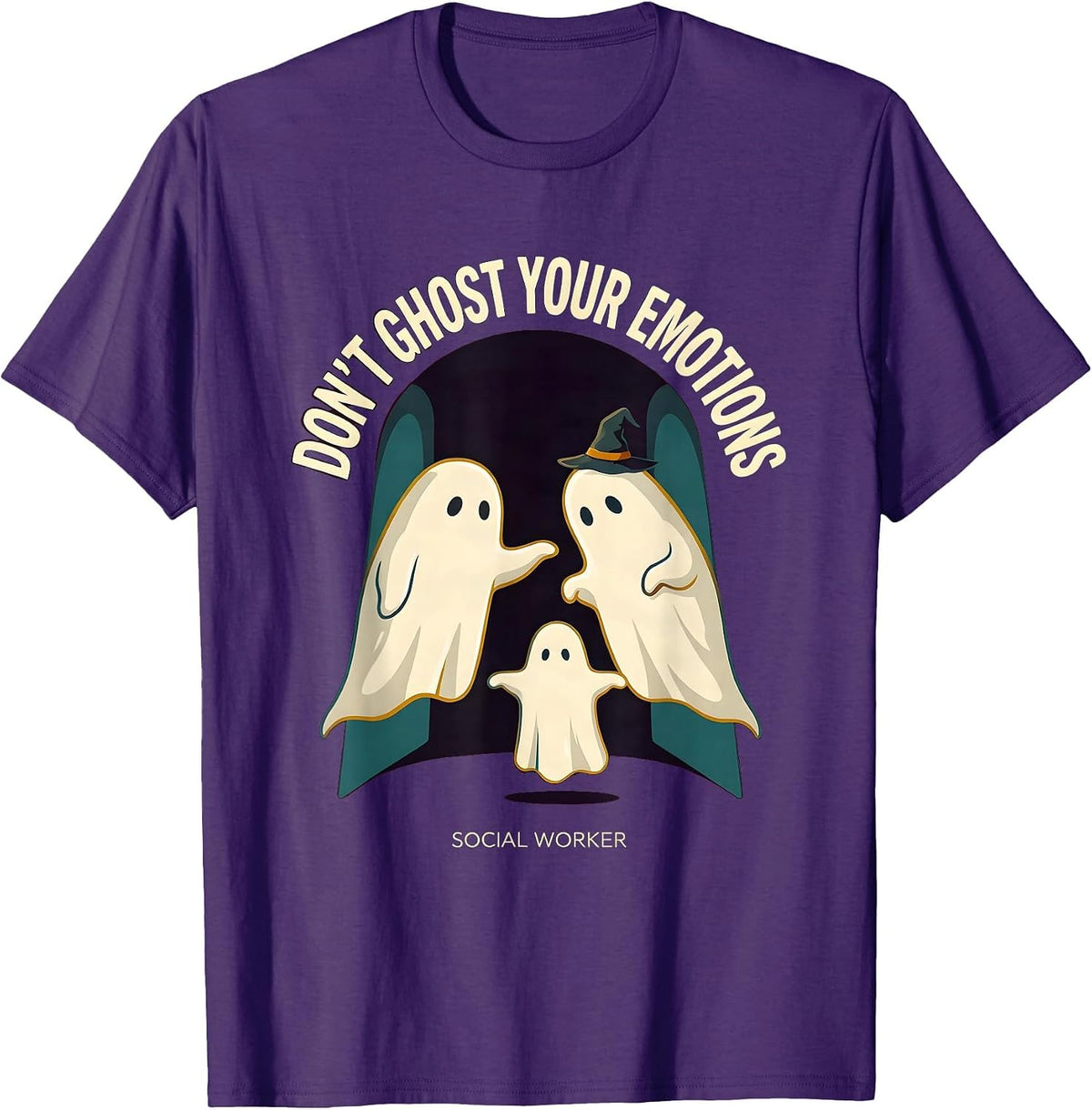 Don't Ghost Your Emotions Social Worker Halloween T-Shirt - Purple