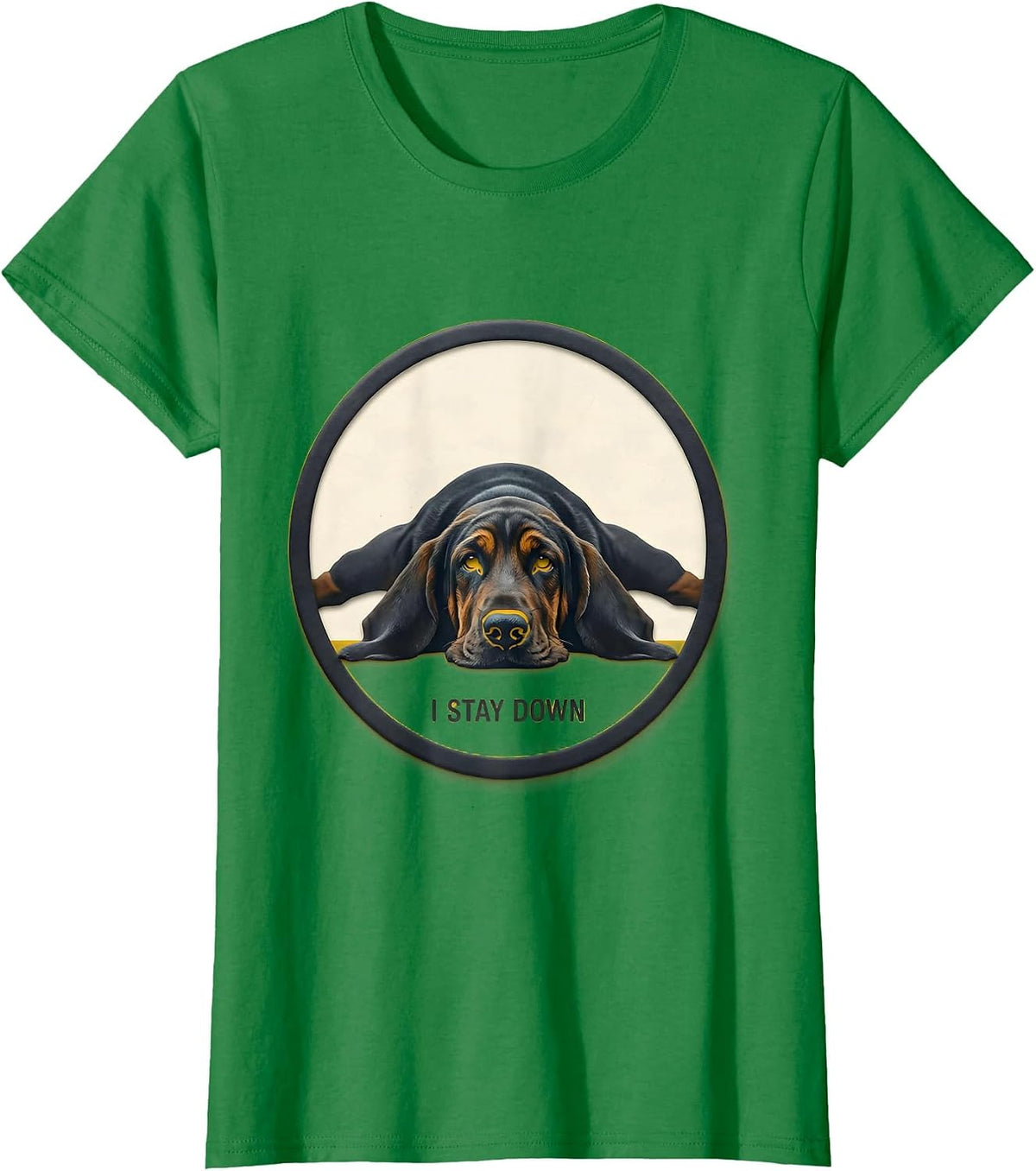 Women's I Stay Down Funny Basset Hound Dog Lover Gift For Dad T-Shirt - Kelly Green