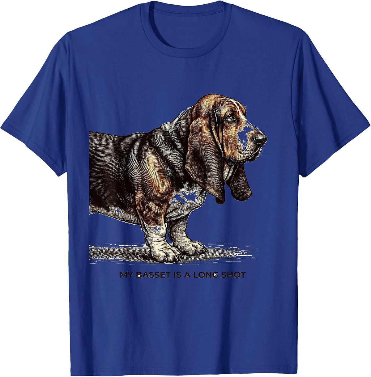 My Basset Is A Long Shot Funny Basset Hound Dog Lover Gift T-Shirt - Royal Blue