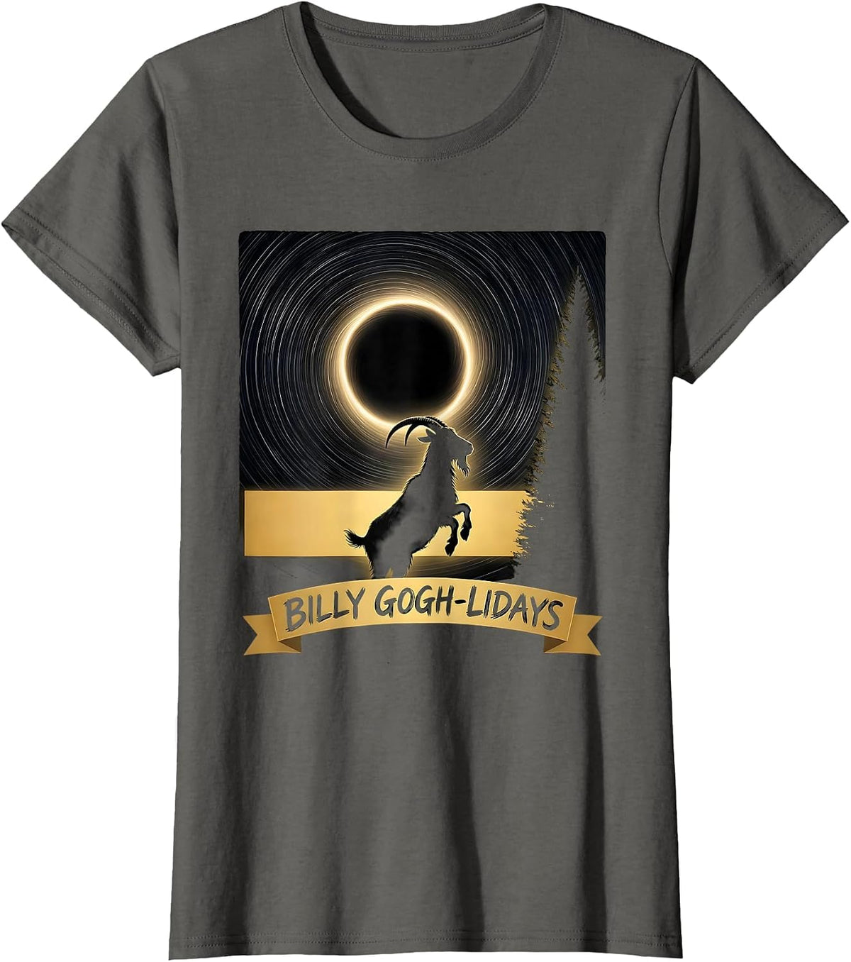 Women's Billy Gogh-lidays Whimsical Van Gogh Art Lover Pet Owner T-Shirt - Asphalt Grey