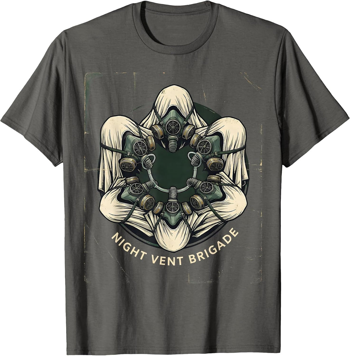 Men's Night Vent Brigade Vintage Ghost Respiratory Therapist T-Shirt - Asphalt Grey