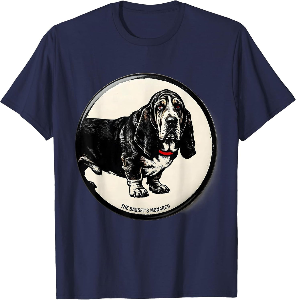 Men's The Basset's Monarch Funny Basset Hound Dog Owner Gift T-Shirt - Navy Blue