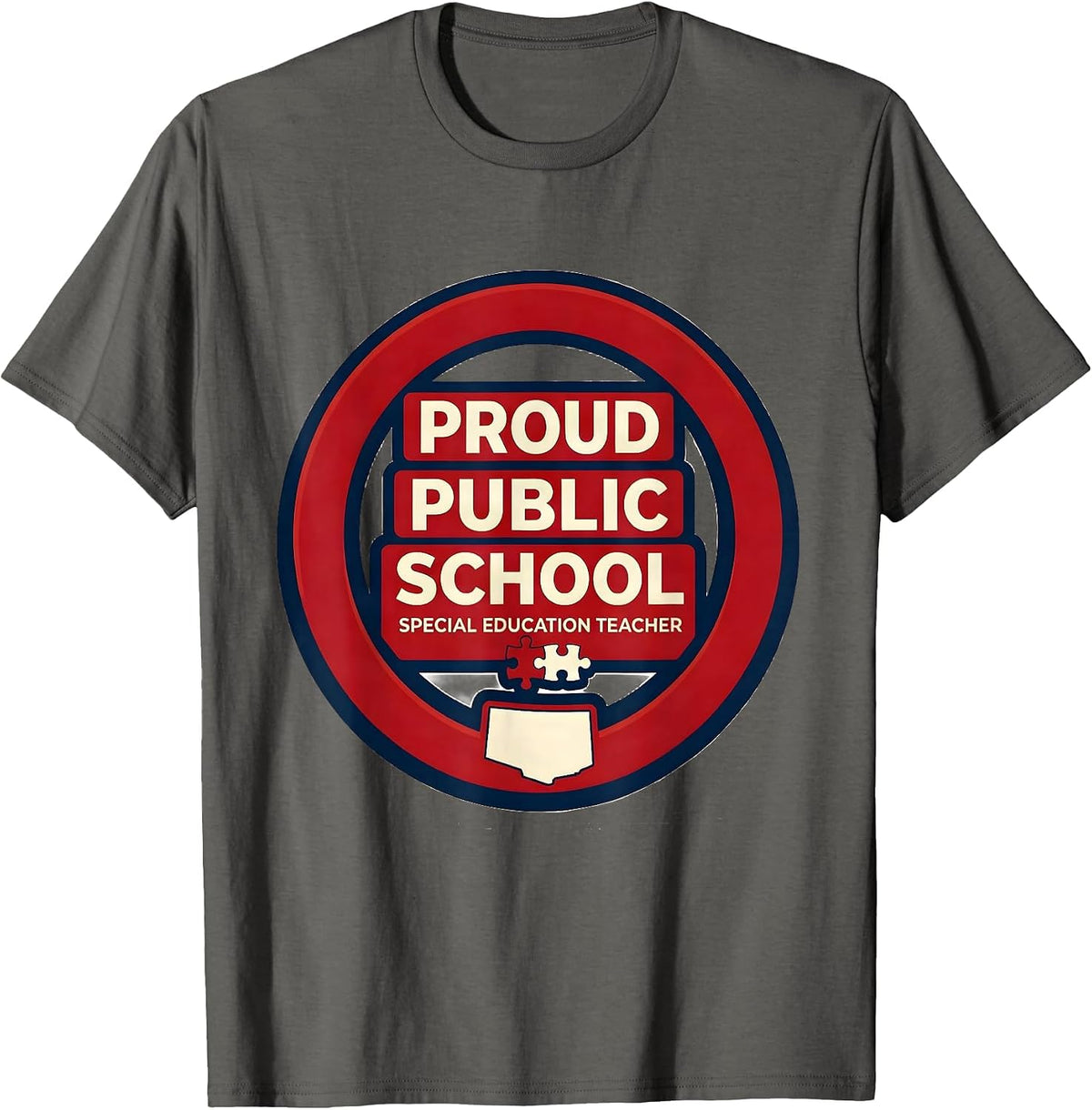 Men's Proud Public School Special Education Teacher Educator T-Shirt - Asphalt Grey