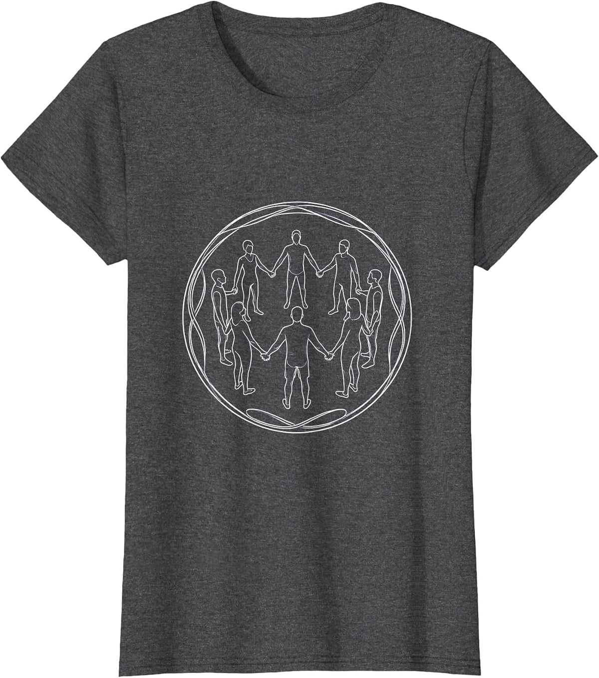 Women's Autism Awareness Unity Circle of Diverse Figures T-Shirt - Dark Heather Grey