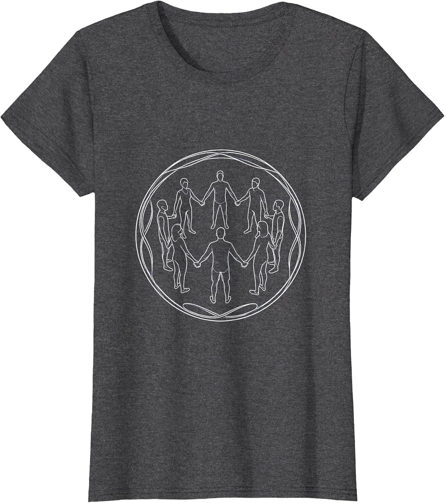 Women's Autism Awareness Unity Circle of Diverse Figures T-Shirt - Dark Heather Grey