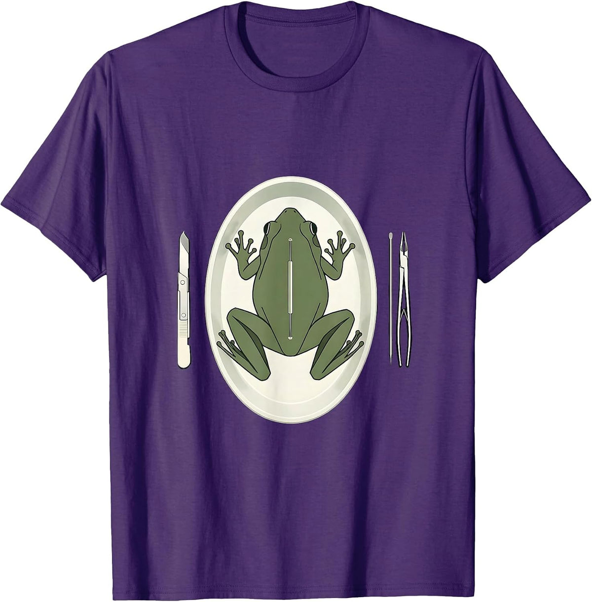 Frog Dissection Tray Science Biology Graphic T-Shirt - Purple