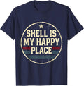 Shell Is My Happy Place Turtle Lover Design T-Shirt - Navy Blue