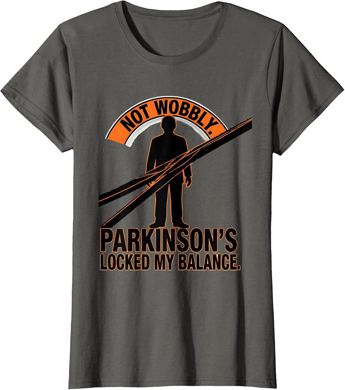 Women's Not Wobbly Parkinsons Disease Awareness Warrior Support T-Shirt - Asphalt Grey
