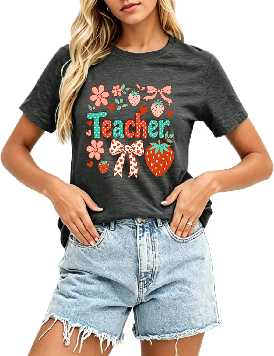 Teacher Shirts for Women Inspirational Educator Graphic Tshirt Gift - Darkgrey2