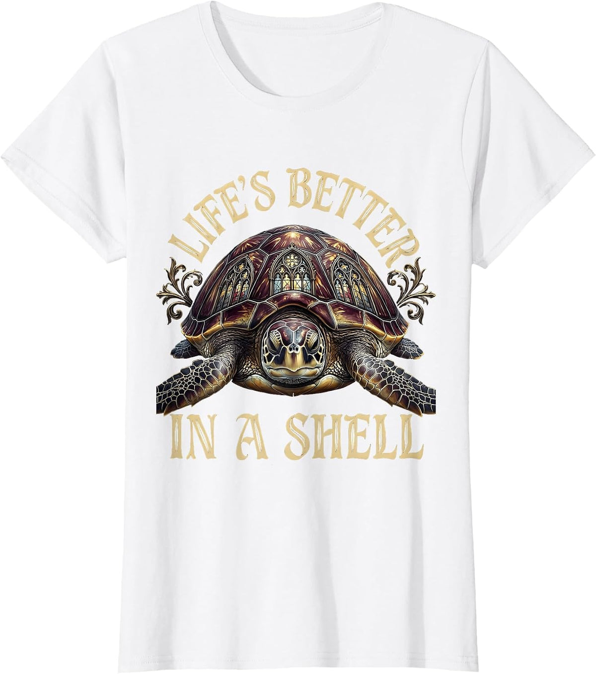 Life's Better In A Shell Turtle Lover Design T-Shirt - White