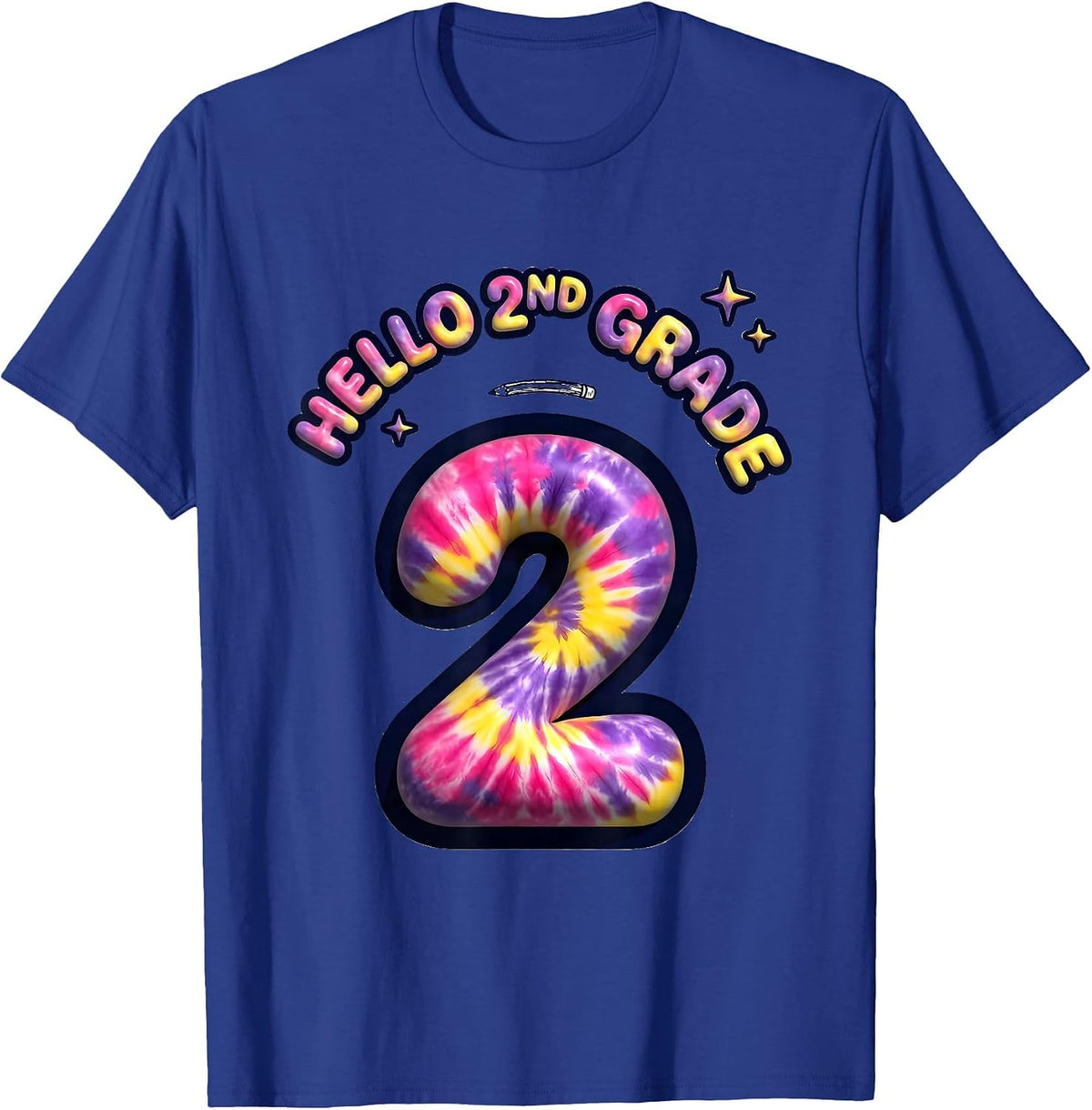 Hello 2nd Grade Tie Dye Back To School Teacher Student T-Shirt - Royal Blue