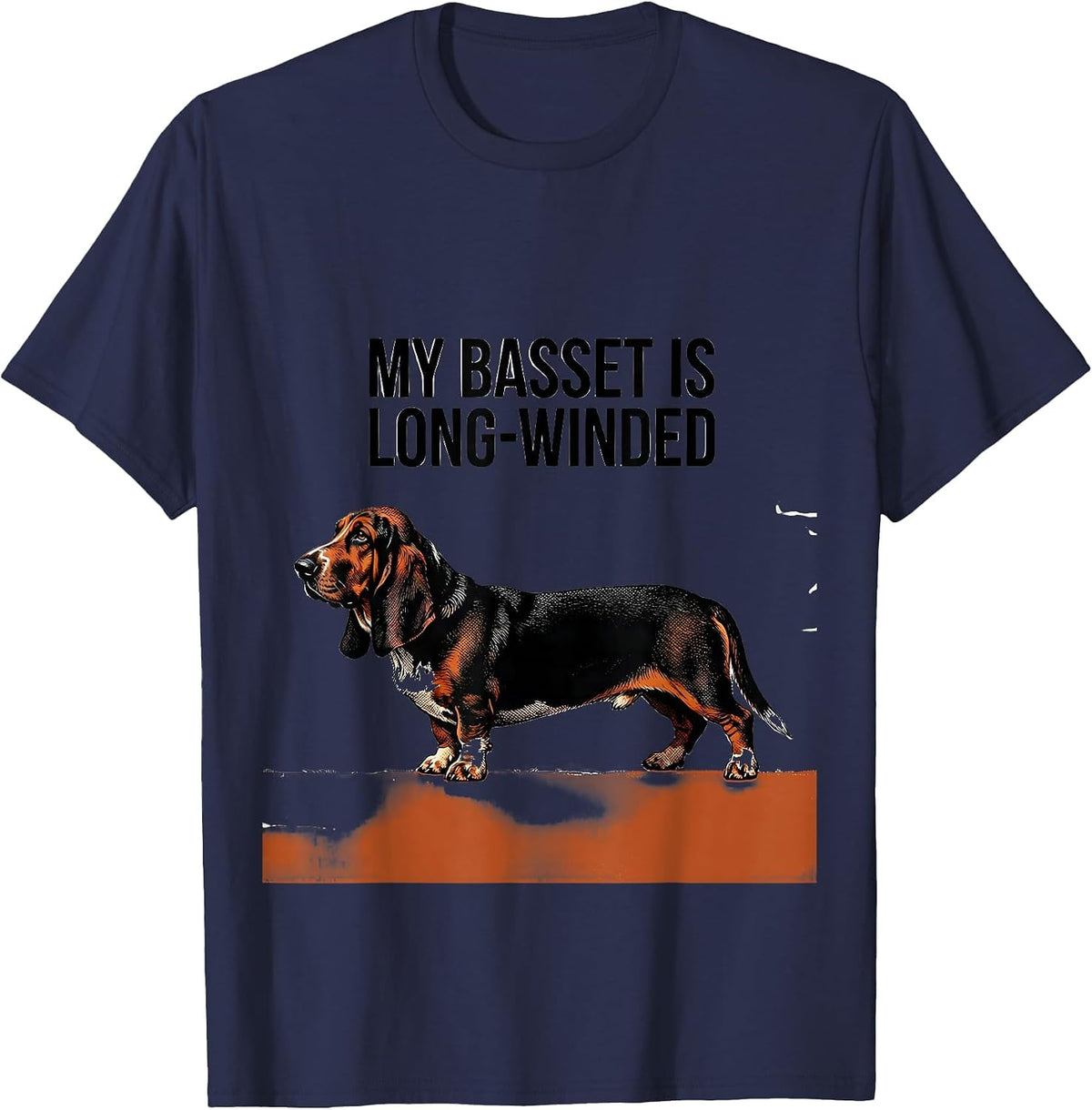 My Basset Is Long-Winded Funny Basset Hound Dog Lover Gift T-Shirt - Navy Blue