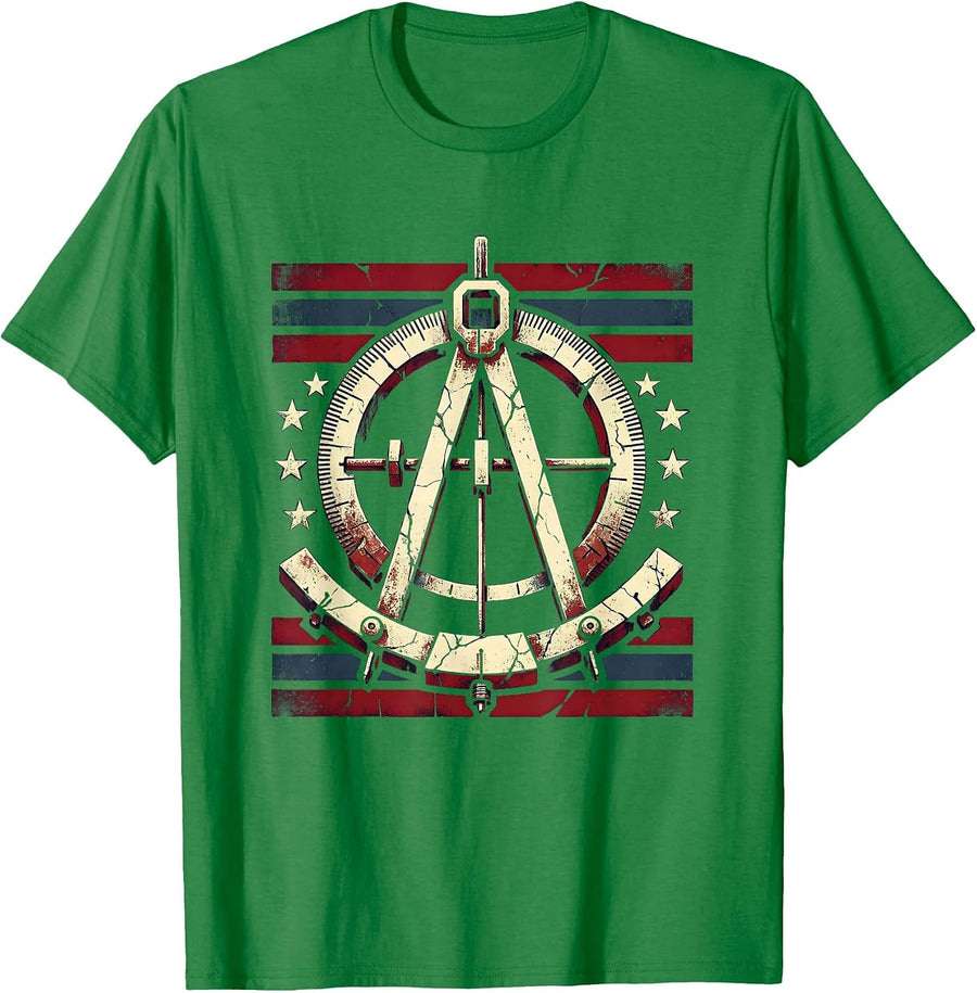 Men's Navigator Sextant Starry Night Sky Illustration T-Shirt - Kelly Green