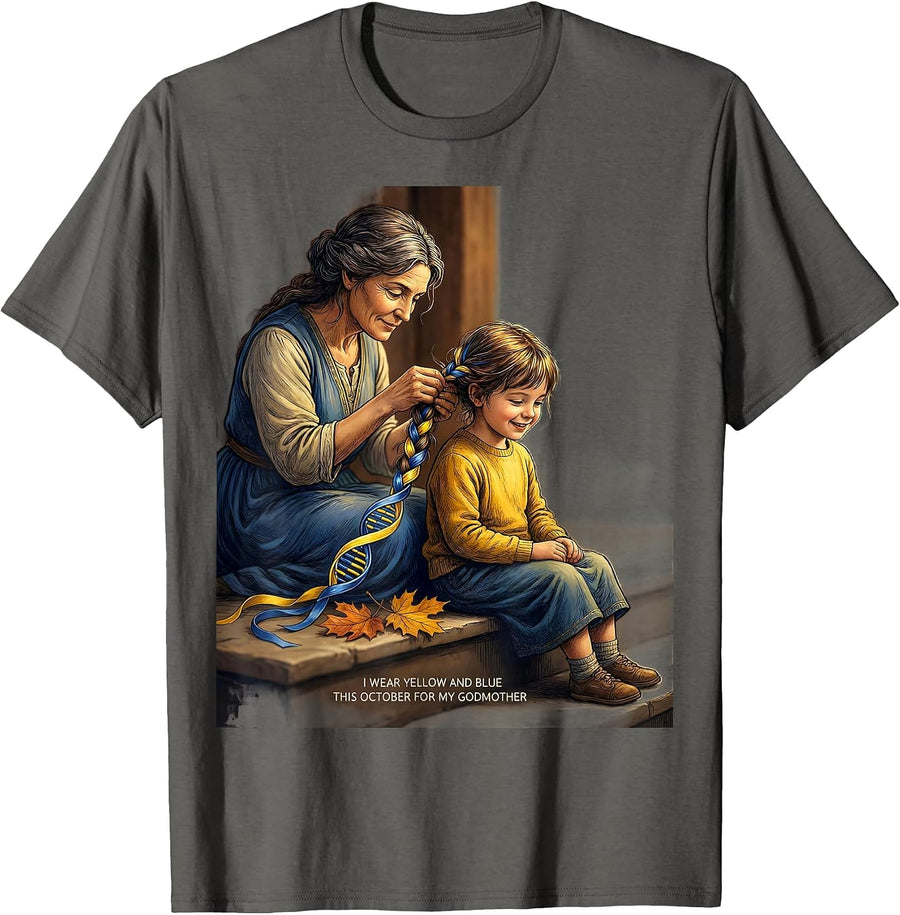I Wear Yellow And Blue This October For My Godmother T-Shirt - Asphalt Grey