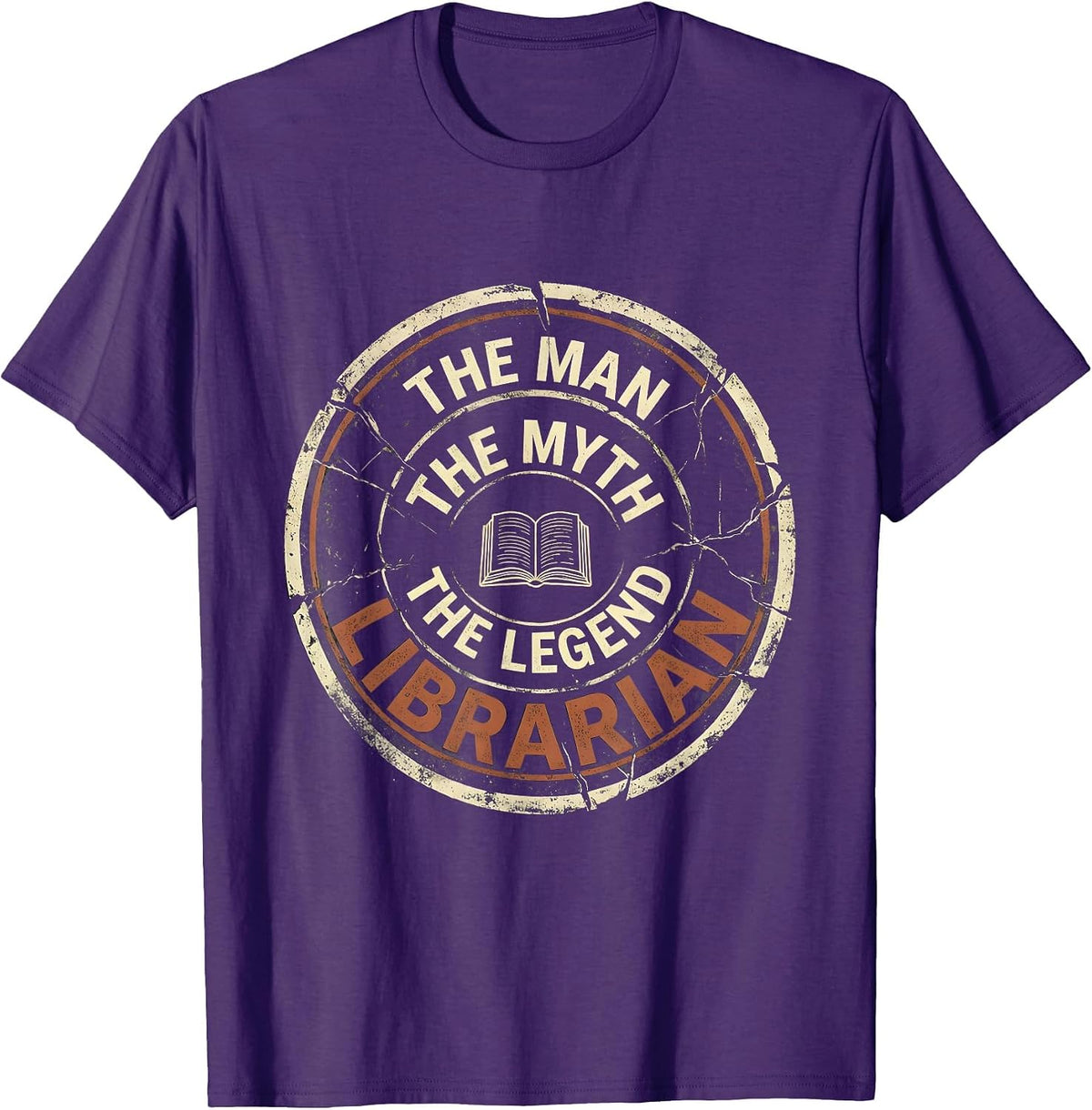 The Man The Myth The Legend Librarian Distressed Vintage T-Shirt - Purple