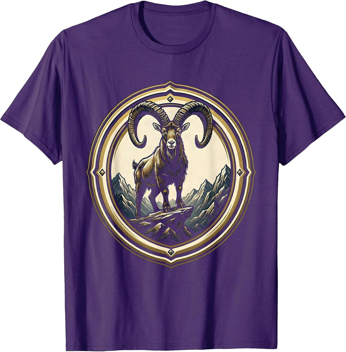 Men's Mountain Goat Cliff Edge Freedom Long Sleeve T-Shirt - Purple