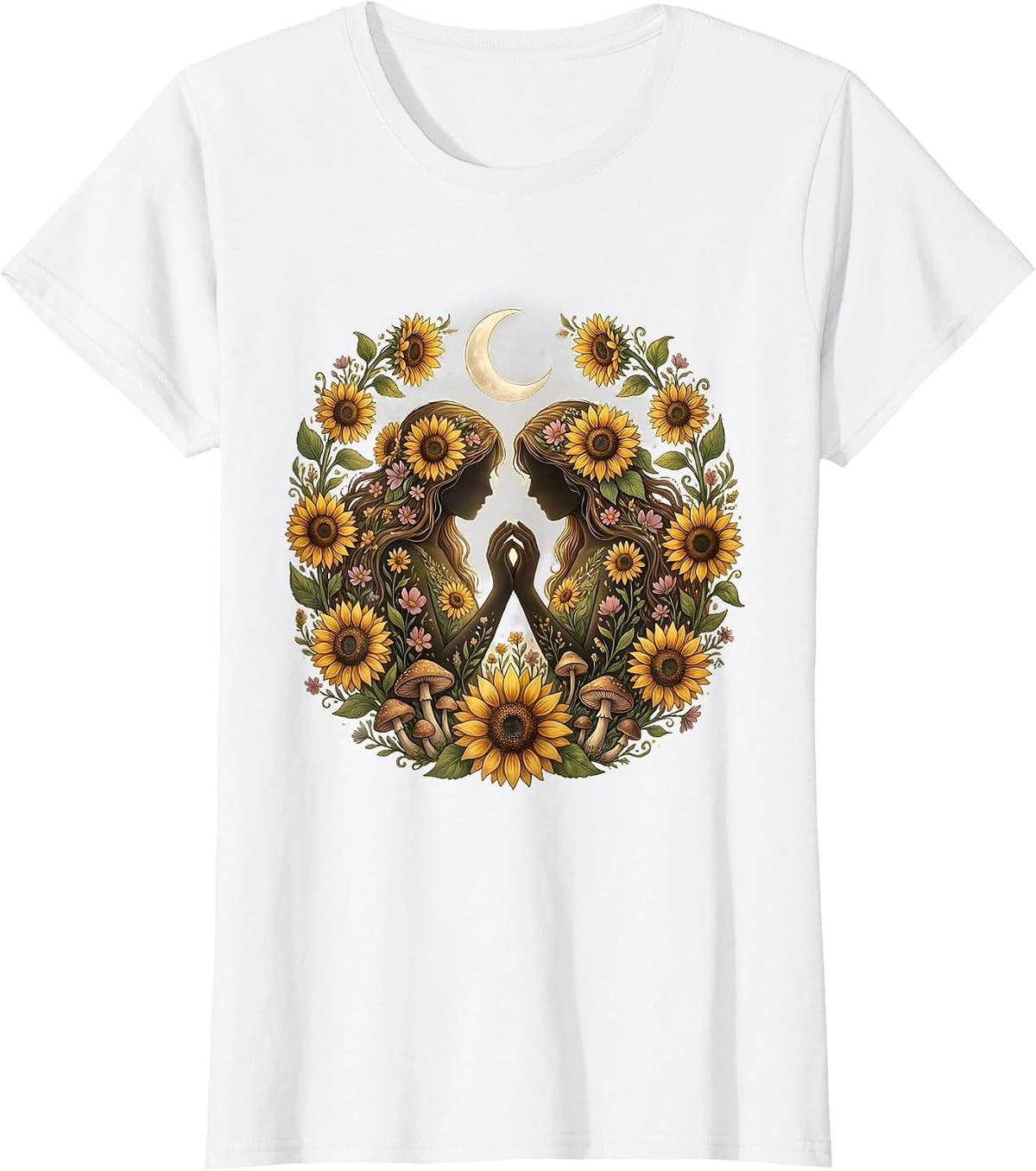 Women's Autism Awareness Women Holding Hands Sunflower Field T-Shirt - White