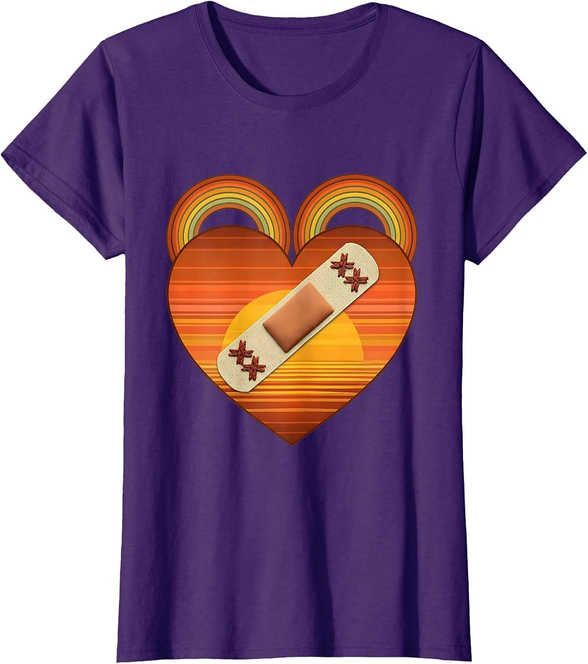 Women's Social Worker Heart With Bandage Graphic T-Shirt - Purple