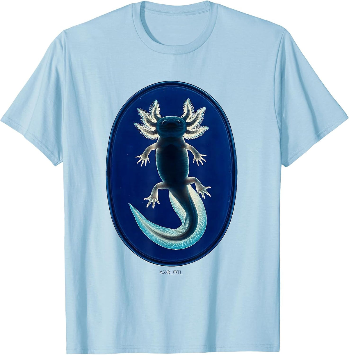 Men's Axolotl Cyanotype Photogram Biologist Herpetology Enthusiast T-Shirt - Baby Blue