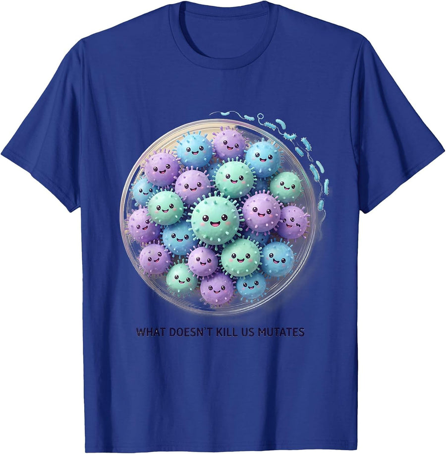 What Doesn't Kill Us Mutates Cute Kawaii Lab Week Biologist T-Shirt - Royal Blue