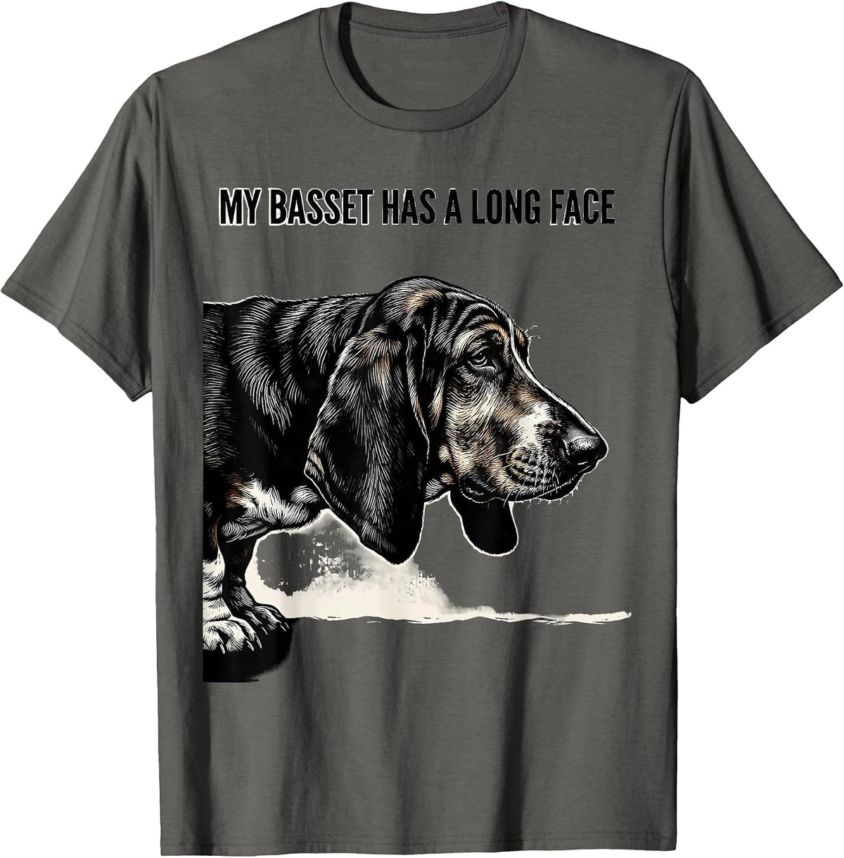 Men's My Basset Has A Long Face Funny Basset Hound Dog Lover Gift T-Shirt - Asphalt Grey