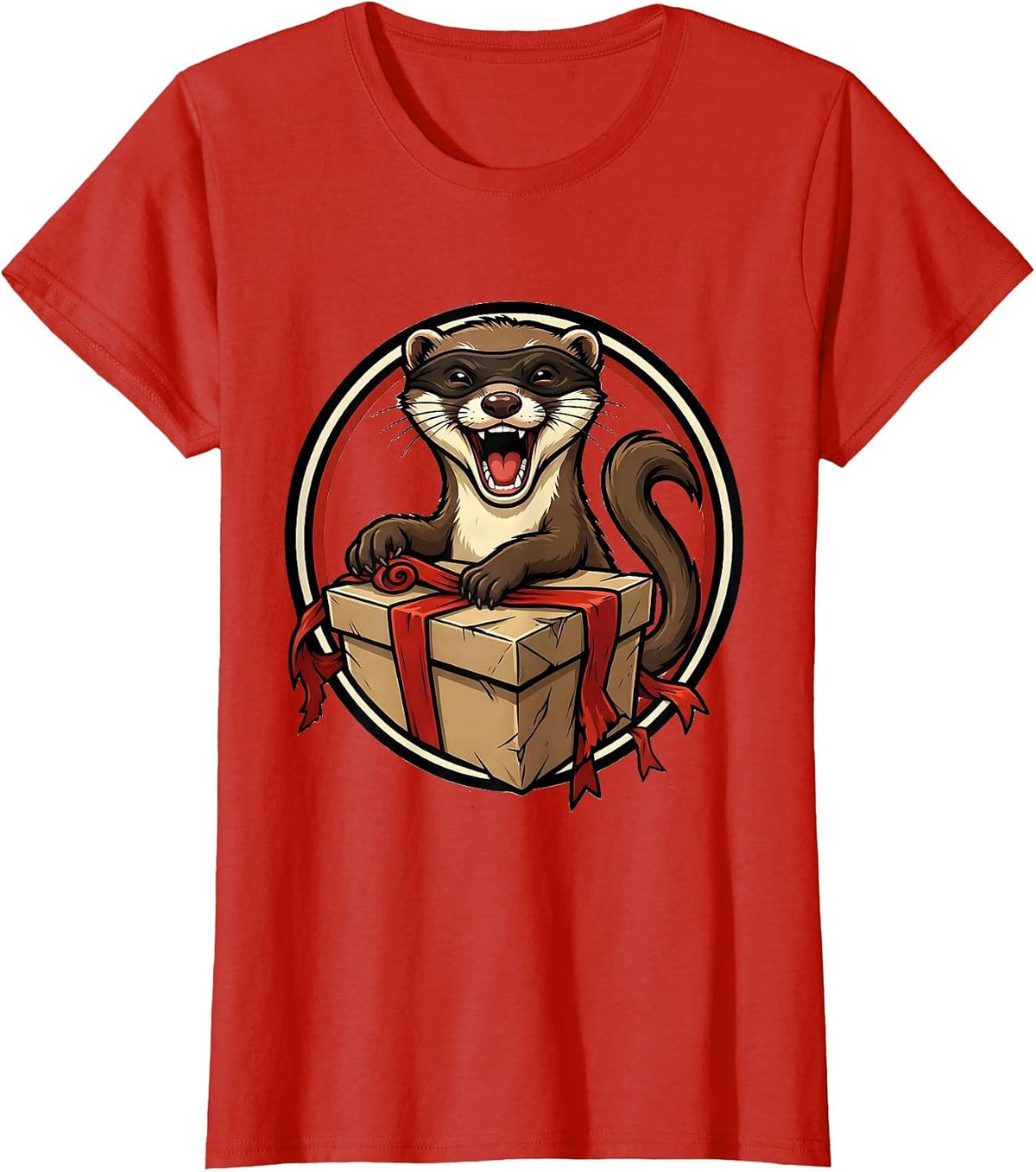 Women's Sealed Ferret Badge Funny Ferret Lover Gift T-Shirt - Red