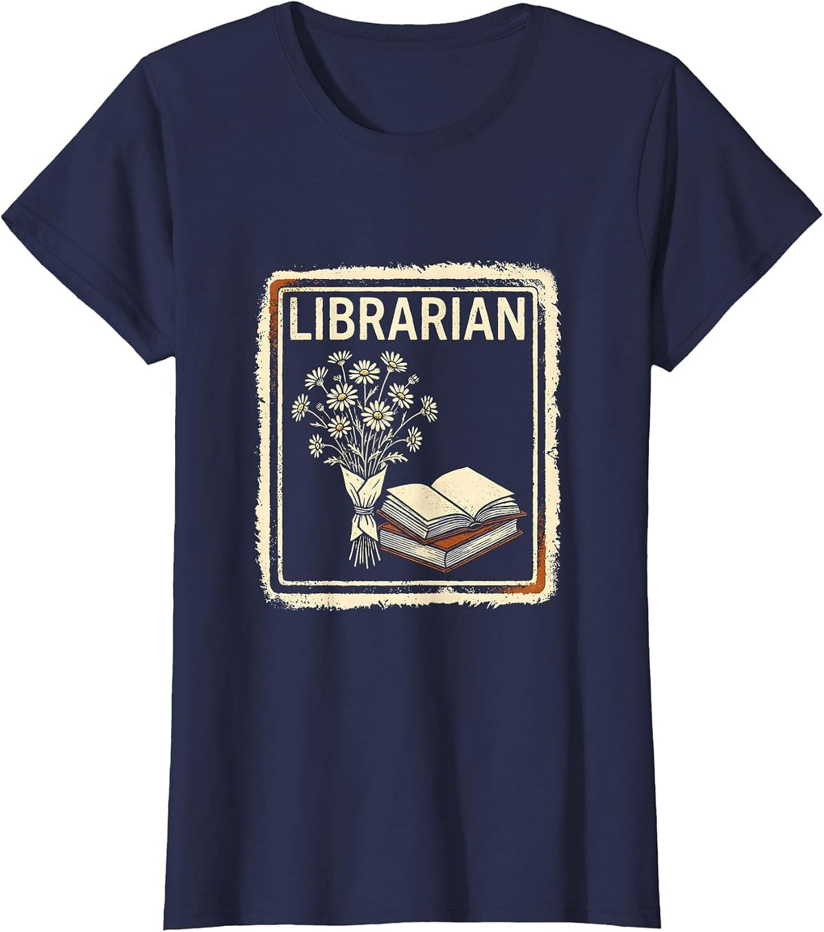 Women's Librarian Rubber Stamp Teacher Gift School Start T-Shirt - Navy Blue