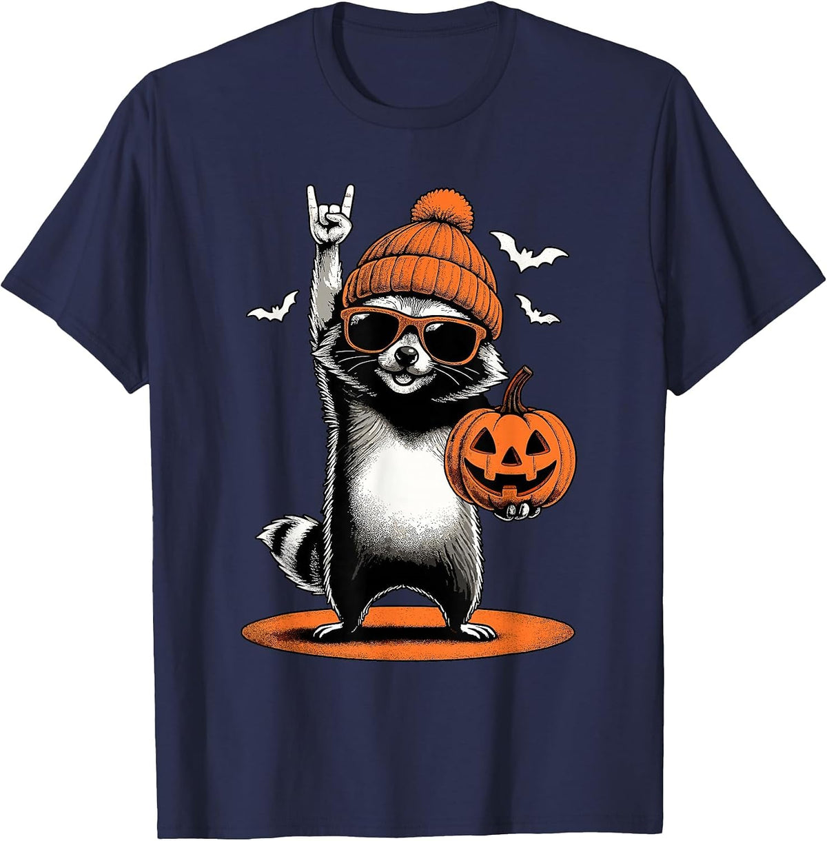 Cute Raccoon Men Women Kids Halloween Funny Raccoon T-Shirt - Navy Blue
