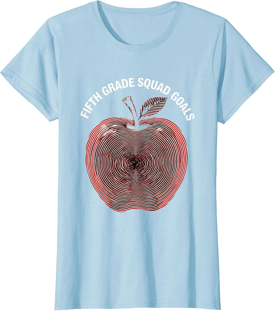 Women's Fifth Grade Squad Goals Teacher Design T-Shirt - Baby Blue