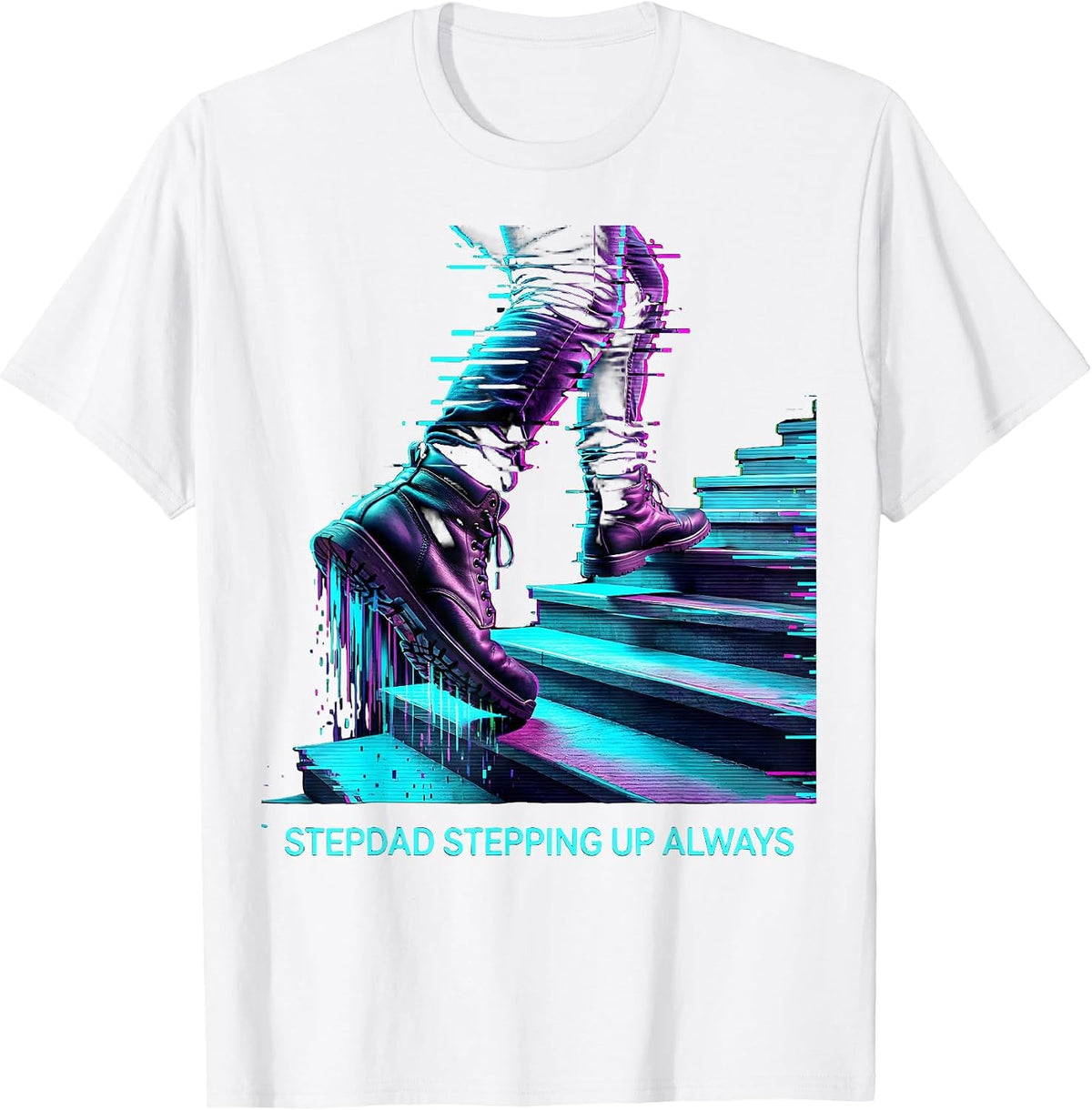 Men's Stepdad Stepping Up Always Bonus Dad Design T-Shirt - White