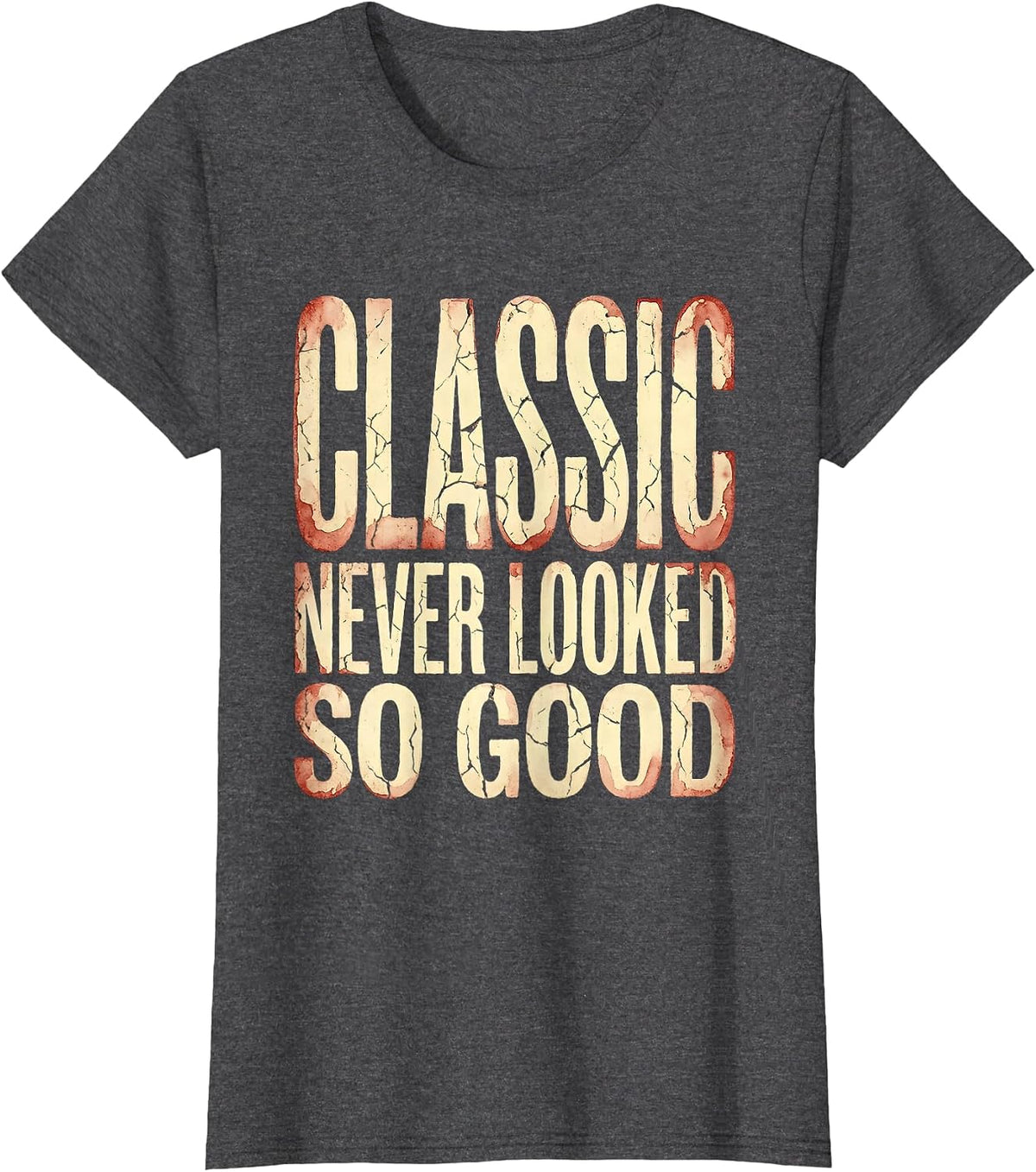Women's Classic Never Looked So Good Tuxedo Design T-Shirt - Dark Heather Grey