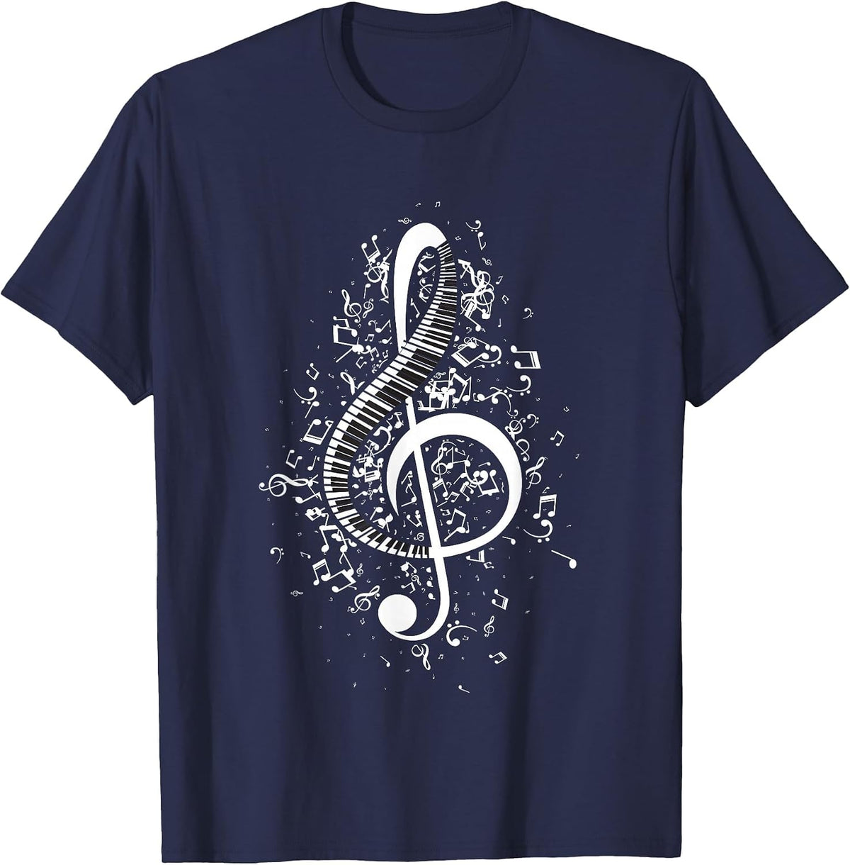 Treble Clef Keys - Piano Player Pianist Classical Music T-Shirt - Navy Blue