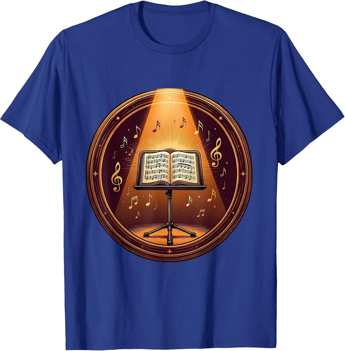 Music Stand Spotlight Illustration Music Teacher T-Shirt - Royal Blue