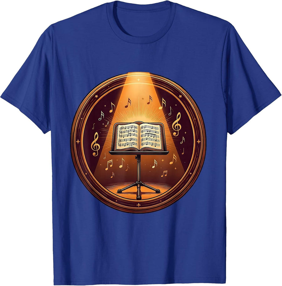 Music Stand Spotlight Illustration Music Teacher T-Shirt - Royal Blue