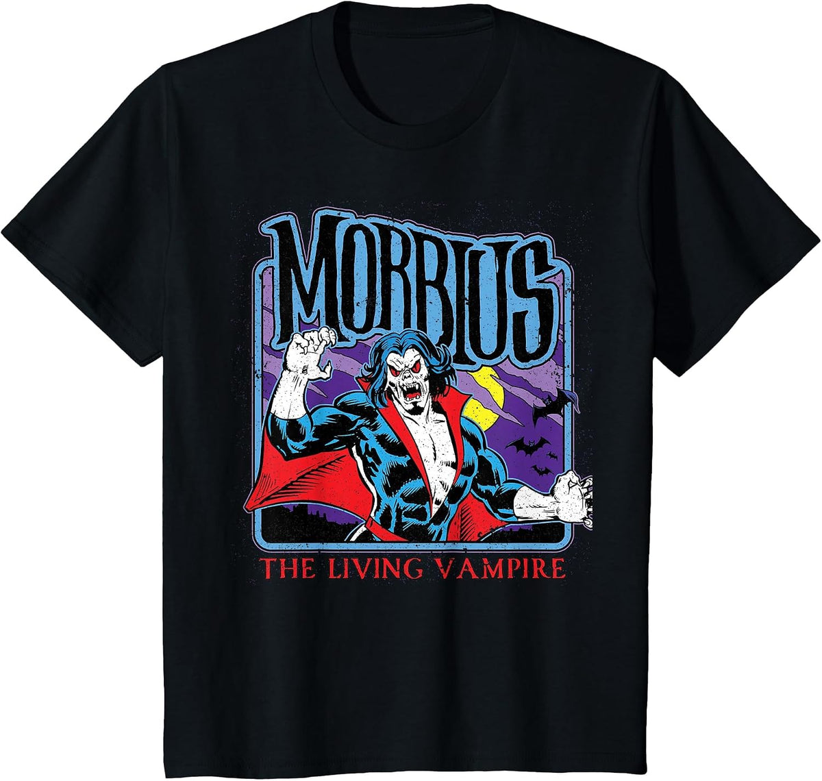 Marvel Monsters Morbius the Living Vampire Retro Halloween T-Shirt - Black