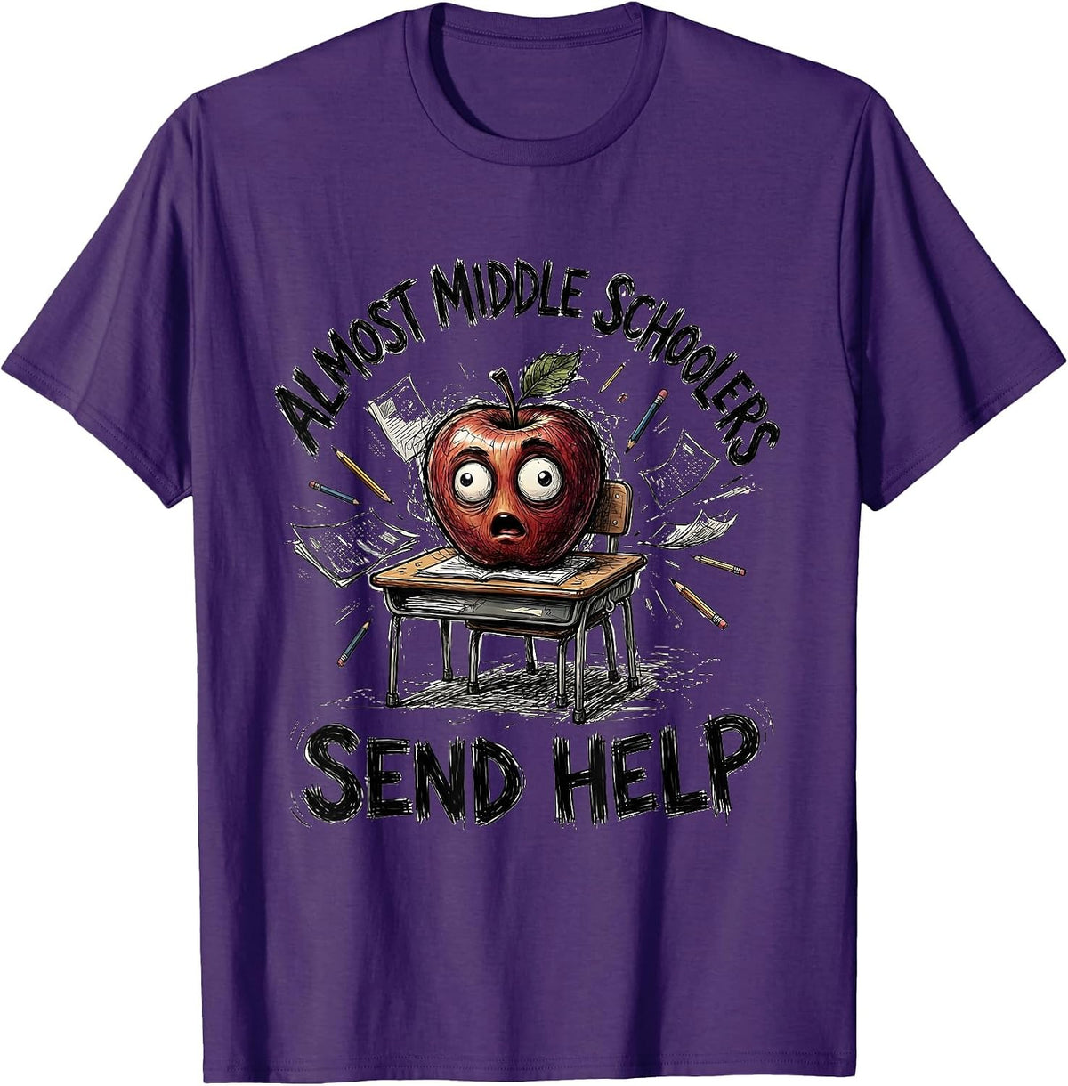 Almost Middle Schoolers Send Help 5th Grade Teacher T-Shirt - Purple