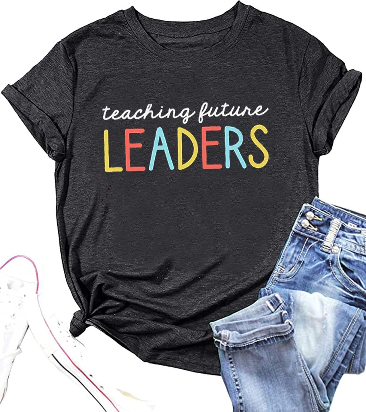 Preschool Teacher Shirts for Women Kindergarten & Elementary School Teaching Funny Tee Tops - Grey Leader