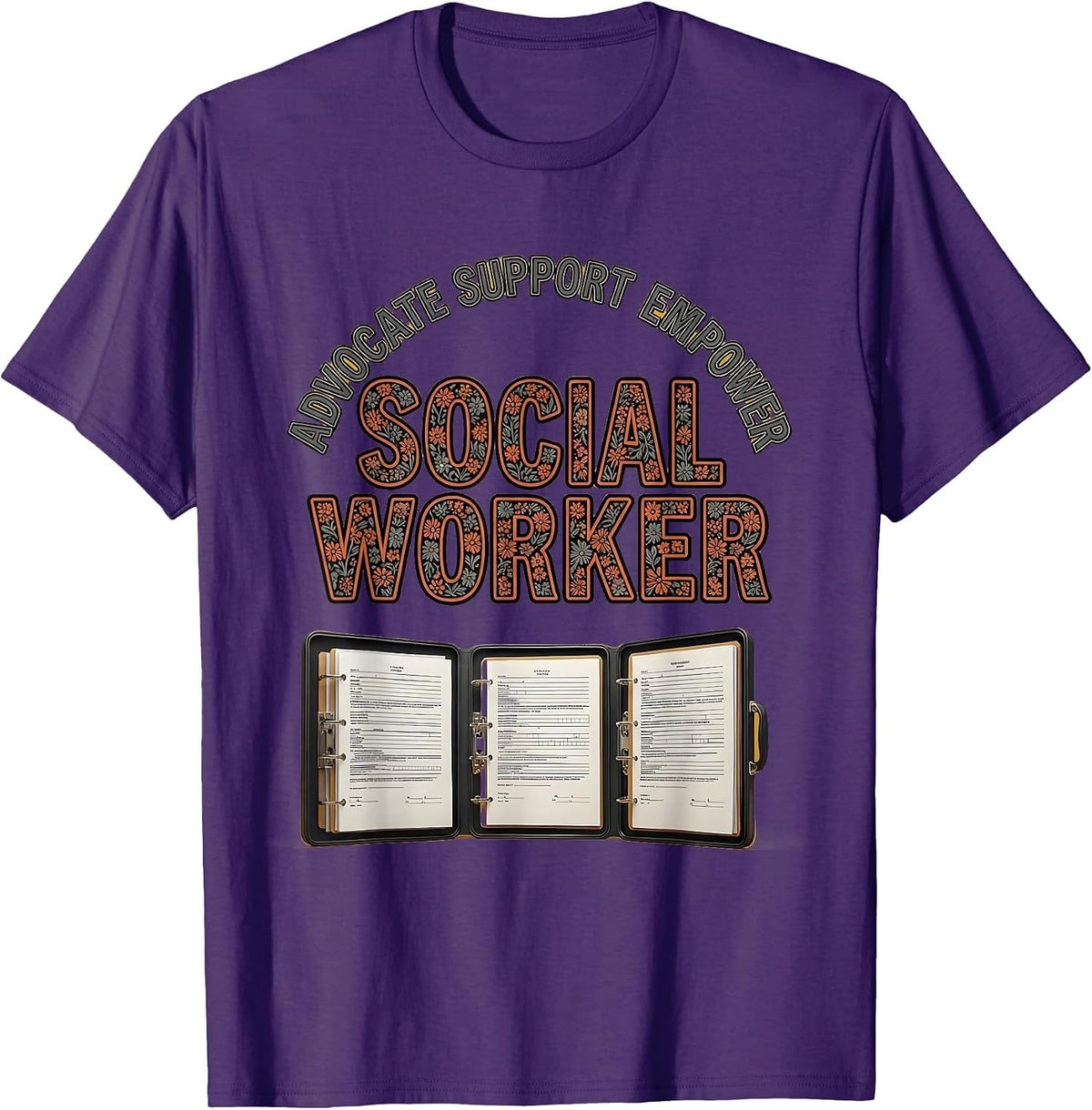 Advocate Support Empower Social Worker Bold Patch Style T-Shirt - Purple
