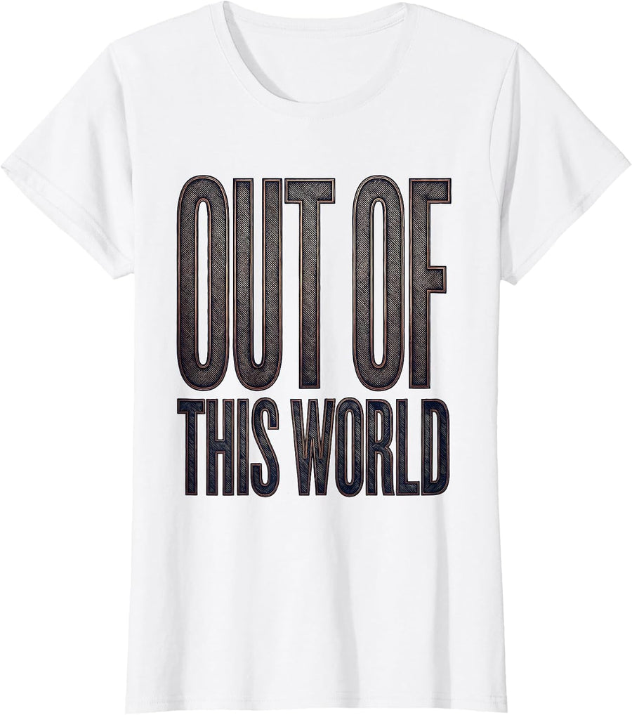 Women's Out of This World Cosmic Space Graphic Design T-Shirt - White