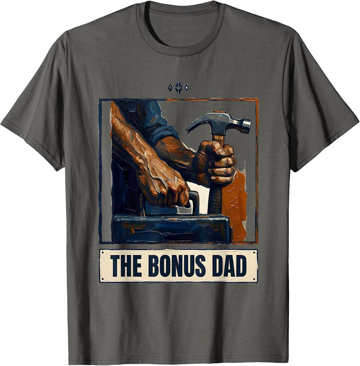 Men's The Bonus Dad Funny Tarot Card Parody Family Role Humor T-Shirt - Asphalt Grey