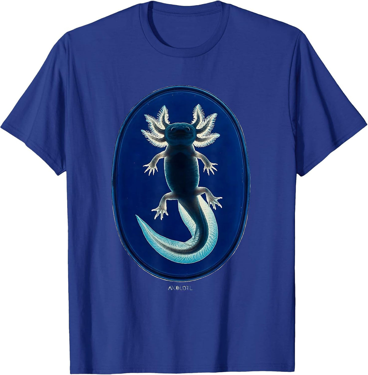 Men's Axolotl Cyanotype Photogram Biologist Herpetology Enthusiast T-Shirt - Royal Blue