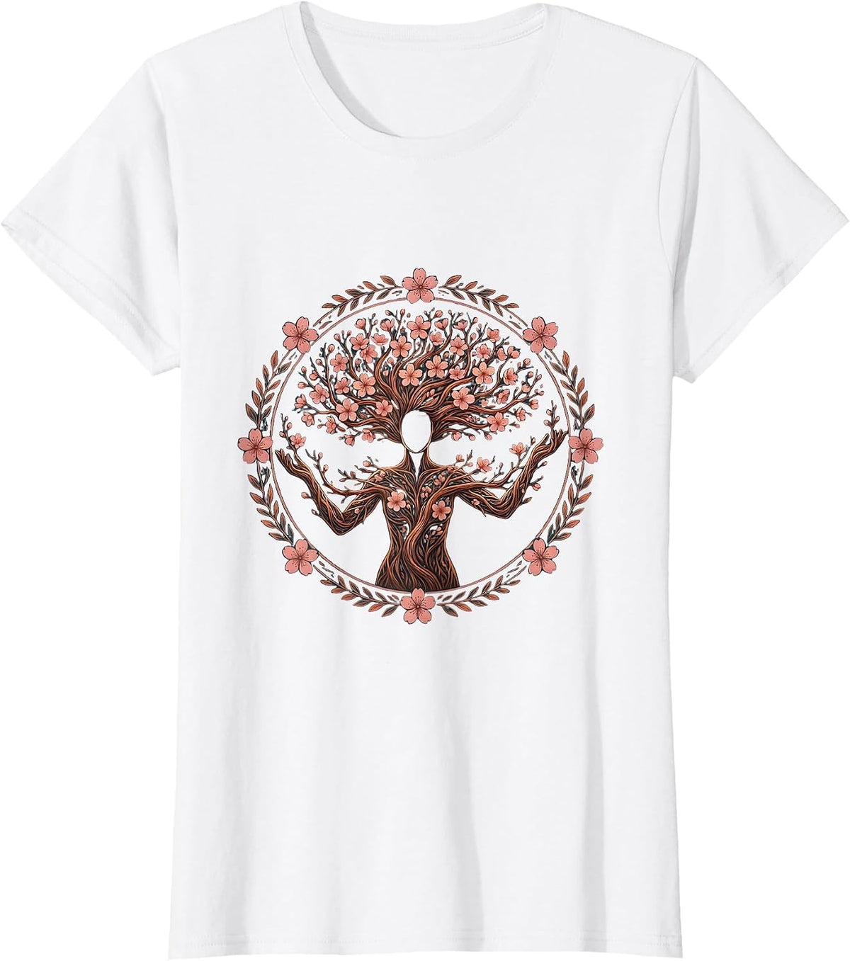 Autism Awareness Cherry Blossom Silhouette Design T-Shirt - White