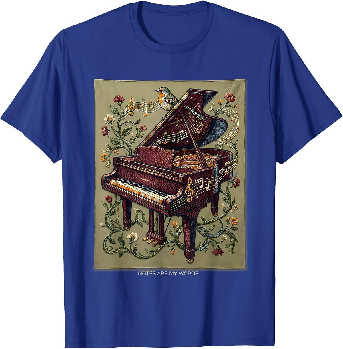 Notes Are My Words Music Teacher Design T-Shirt - Royal Blue