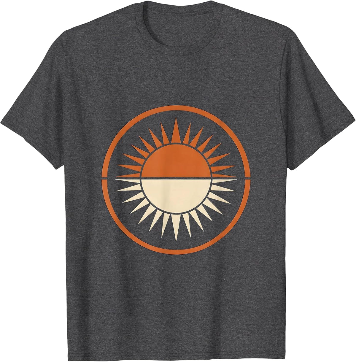 Men's Dual Horizon Twin Suns Rising Graphic Tee T-Shirt - Dark Heather Grey