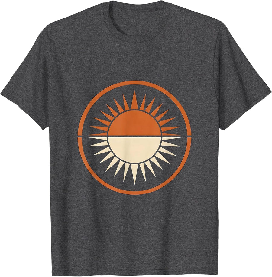Men's Dual Horizon Twin Suns Rising Graphic Tee T-Shirt - Dark Heather Grey