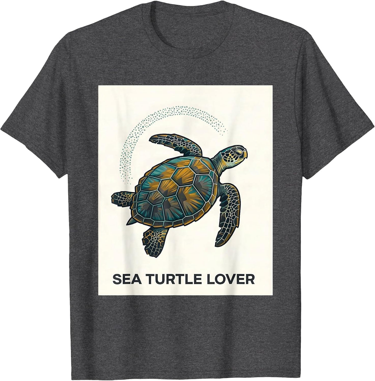 Sea Turtle Lover Midcentury Modern Ocean Animal Beach Art T-Shirt - Dark Heather Grey
