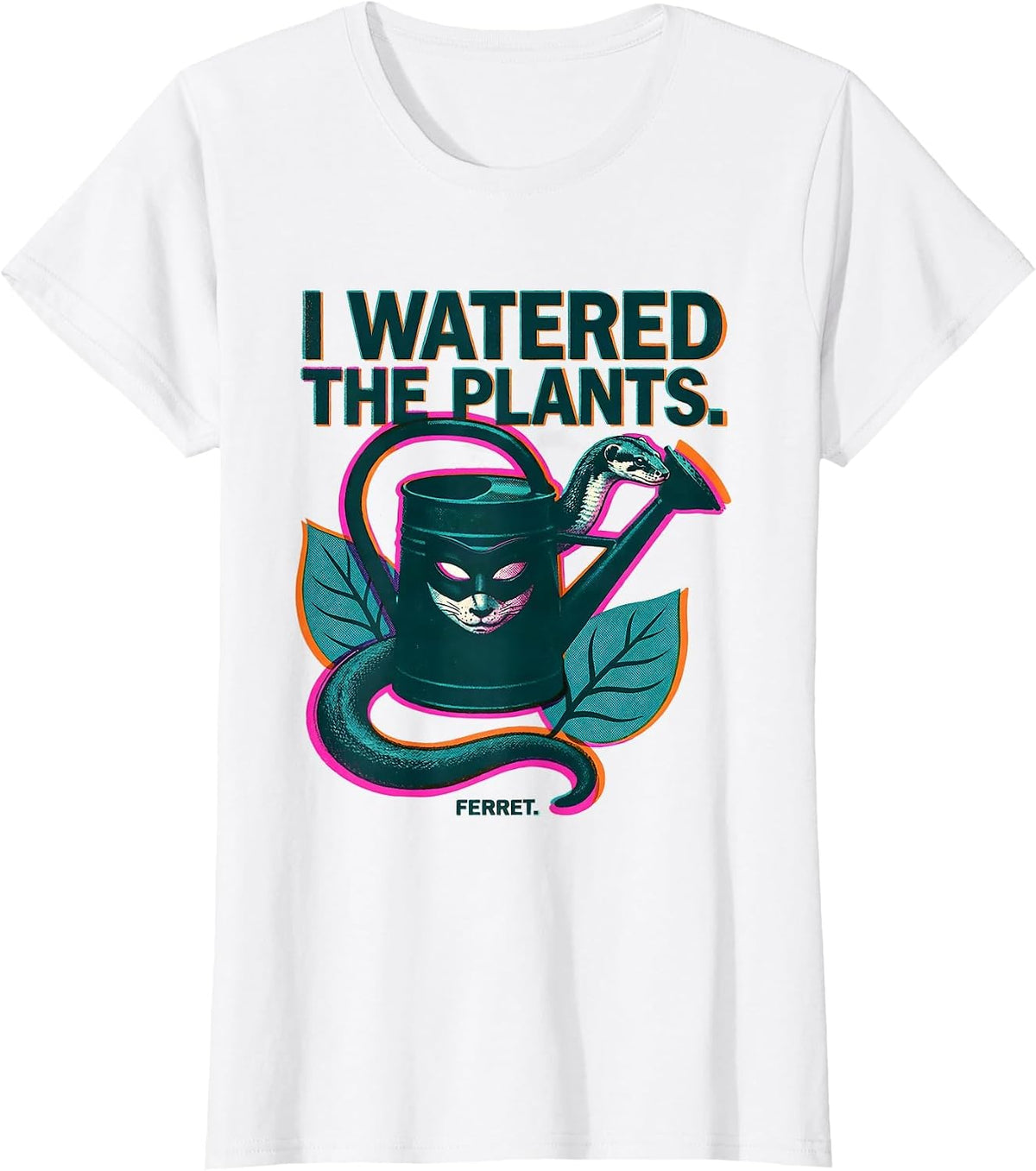 I Watered The Plants Ferret Funny Ferret Lover Christmas T-Shirt - White